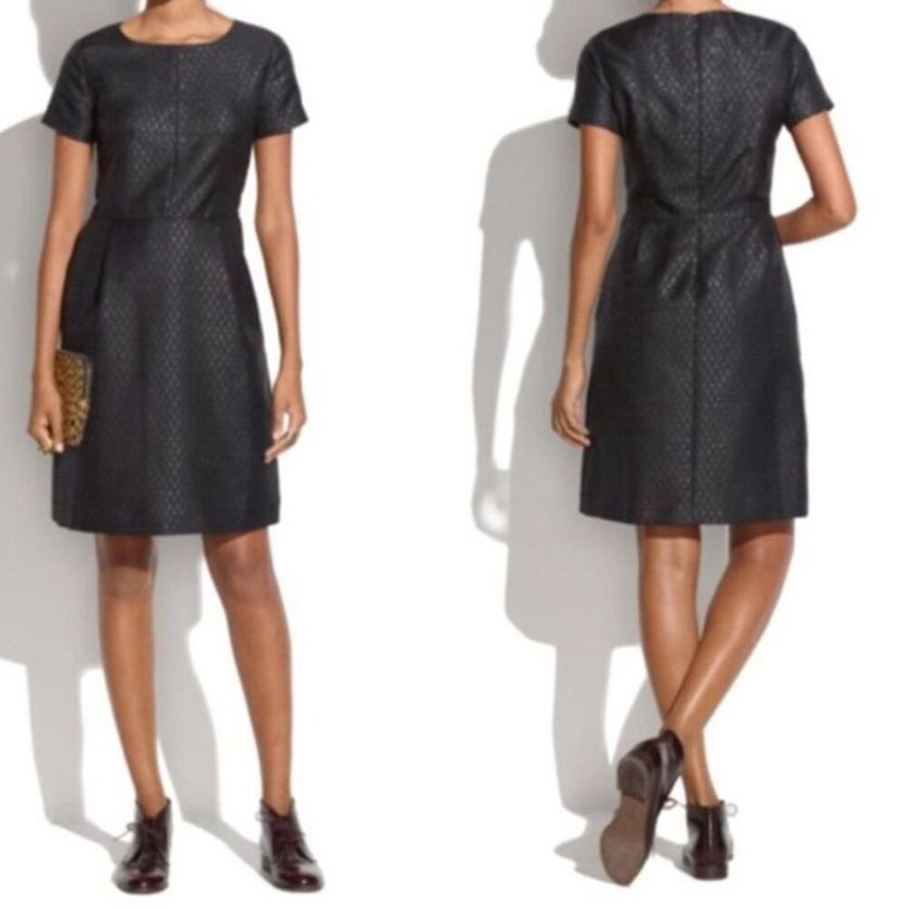 Madewell Black Brocade Shimmer Sheath Pocket Dress Size 10